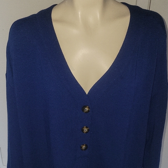 J. Jill Button-Up Top Blouse V-Neck Long Sleeve Casual Blue XL - Picture 6 of 6